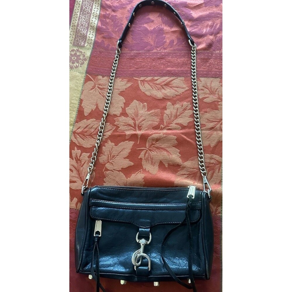 Rebecca Minkoff Small M.A.C. in black leather with copper rose gold hardware